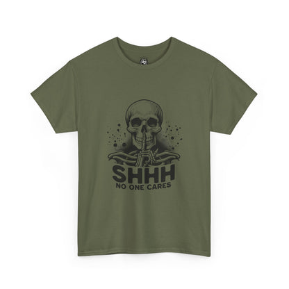 SHHH — No One Cares Skull Graphic Tee