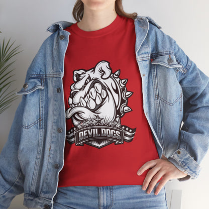 Devil Dog Bulldog Tee — 'Doesn’t Bark, It Bites' Heavyweight Cotton Shirt