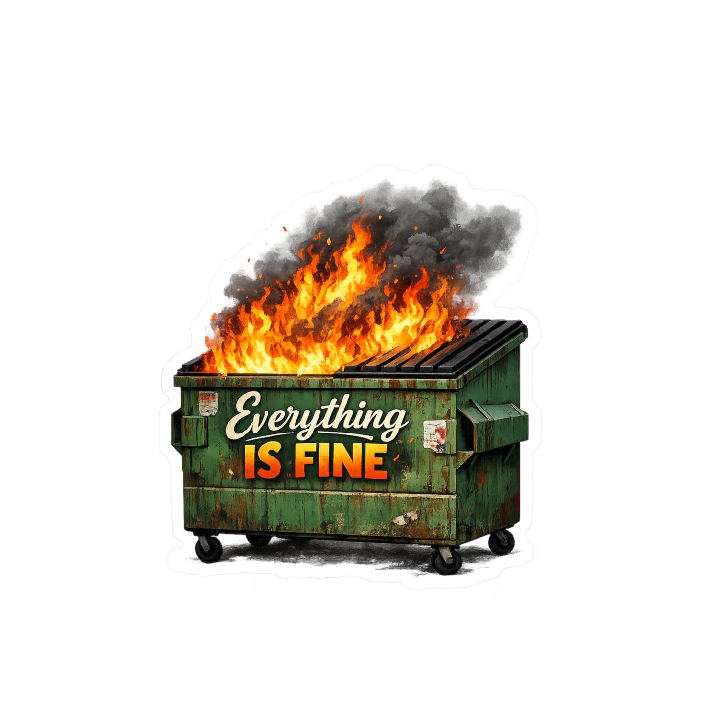 Dumpster Fire Sticker - "Everything Is Fine" Kiss-Cut Vinyl Decal