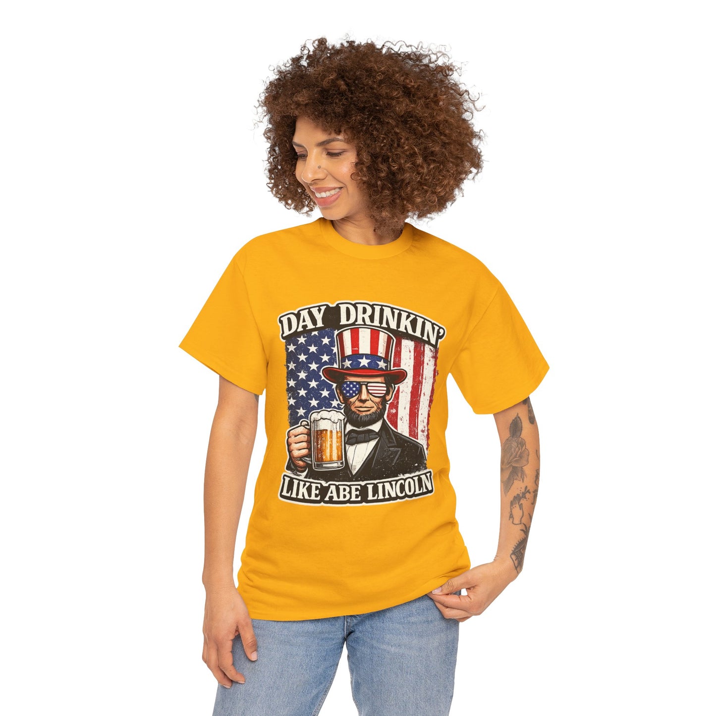 Day Drinking with Abe Lincoln Patriotic T-Shirt - 250th limited series