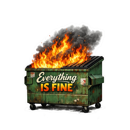 Dumpster Fire Sticker - "Everything Is Fine" Kiss-Cut Vinyl Decal
