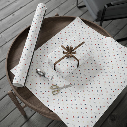 Patriotic Star & Stripe Wrapping Paper — Red White Blue Gift Wrap for Veterans Day, 4th of July, Memorial Gifts