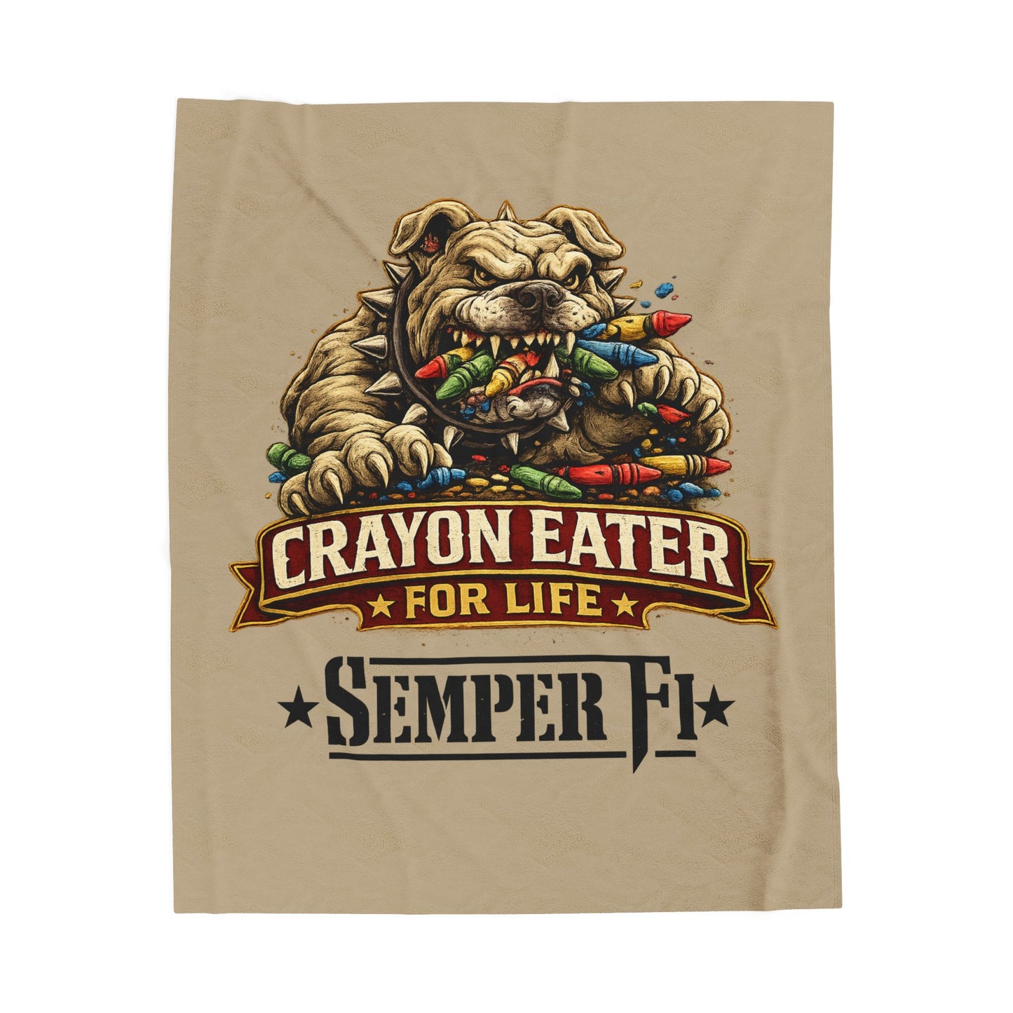 Desert Tan Devil Dog Fleece Blanket
