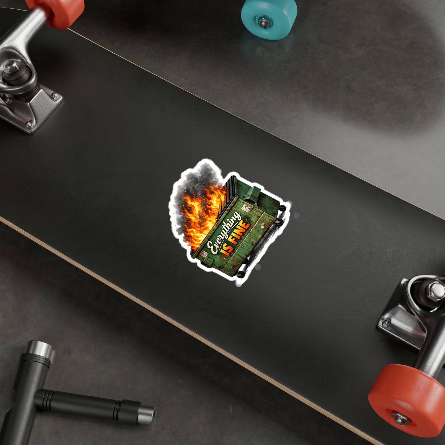 Dumpster Fire Sticker - "Everything Is Fine" Kiss-Cut Vinyl Decal
