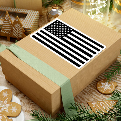 Black & White American Flag Sticker — Kiss-Cut Patriotic Decal