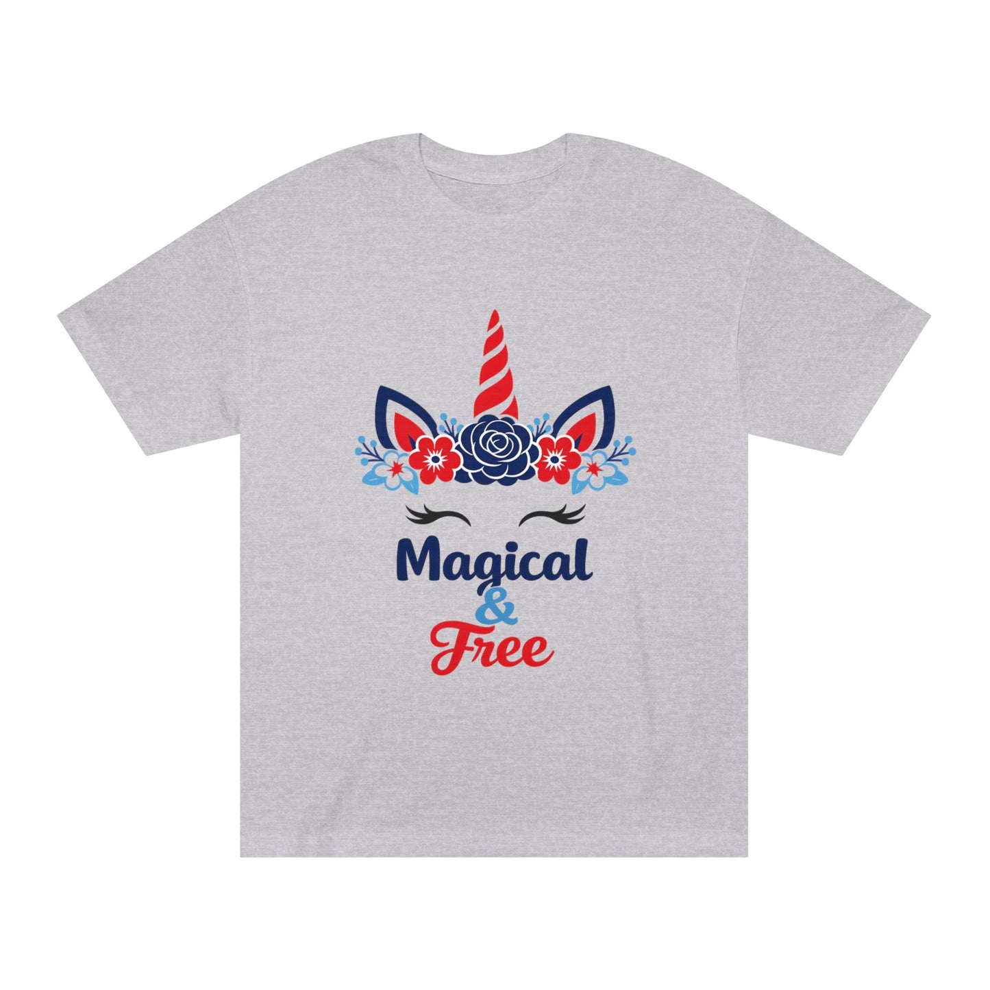 Magical & Free Unicorn Tee — Whimsical Floral Graphic