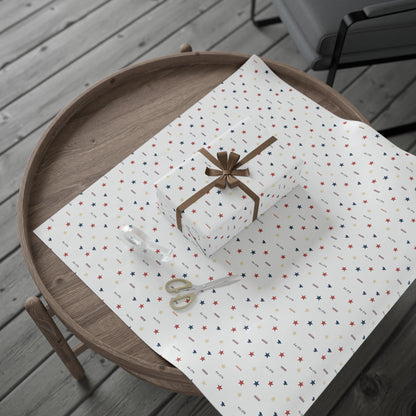 Patriotic Star & Stripe Wrapping Paper — Red White Blue Gift Wrap for Veterans Day, 4th of July, Memorial Gifts