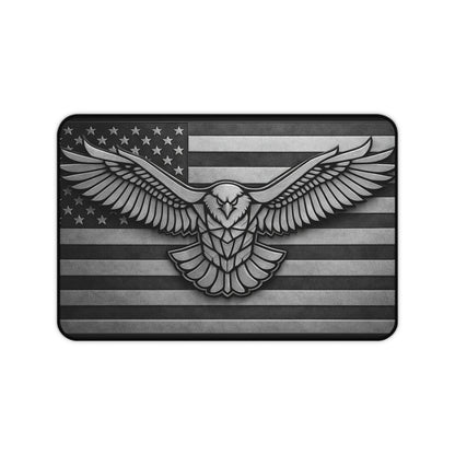 American Flag Eagle Desk Mat — Patriotic Grey Mouse Pad for Office & Gaming