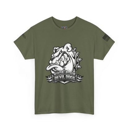 Devil Dog Bulldog Tee — 'Doesn’t Bark, It Bites' Heavyweight Cotton Shirt