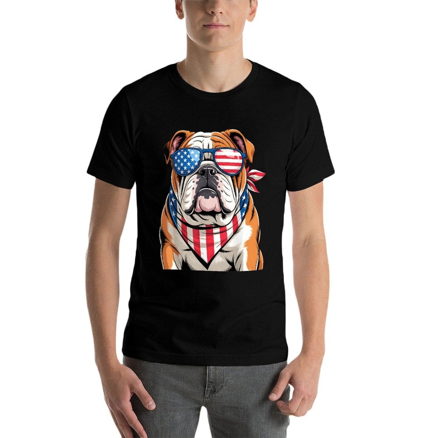 American Patriotic Bulldog 4th of July Men’s T-Shirt