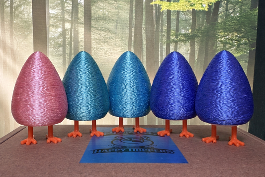 Shiny Fidget Egg 5 Pack – Silk PLA Glossy Set (Blue & Pink Included), ADHD Focus Toy, Clicky Desk Fidget, 3D Printed Stress Relief