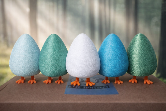 Fidget Egg 5 Pack Multicolor – Random Color Mix with Silk PLA Shiny Eggs, ADHD Focus Toy, Clicky Desk Fidget, 3D Printed Stress Relief Set