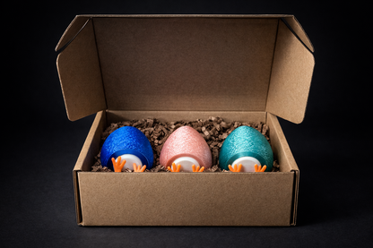 White Fidget Egg 3 Pack – Clicky Desk Toy for Adults, ADHD Focus Toy, Stress Relief Fidget, Minimal 3D Printed Sensory Gadget