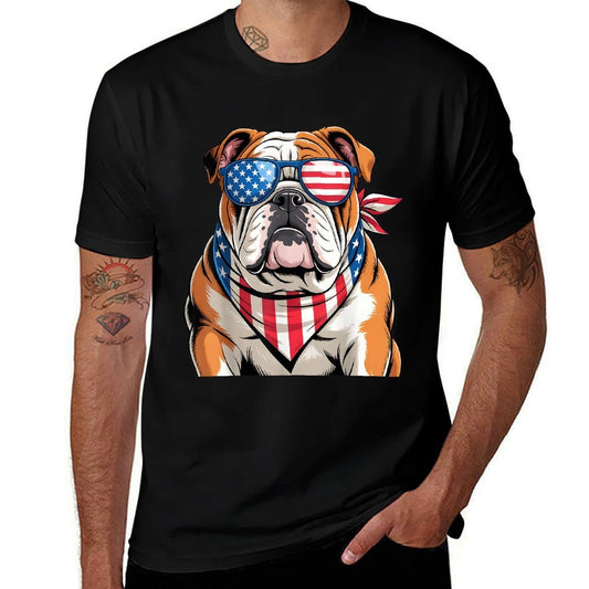 American Patriotic Bulldog 4th of July Men’s T-Shirt