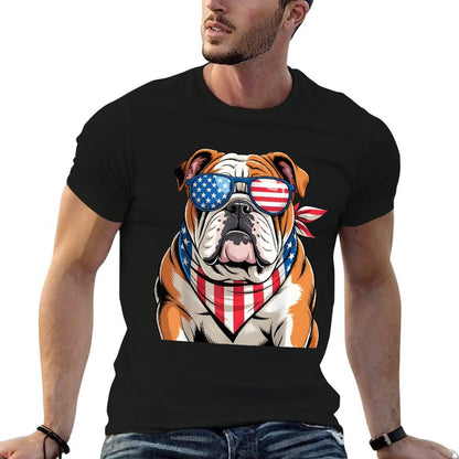 American Patriotic Bulldog 4th of July Men’s T-Shirt