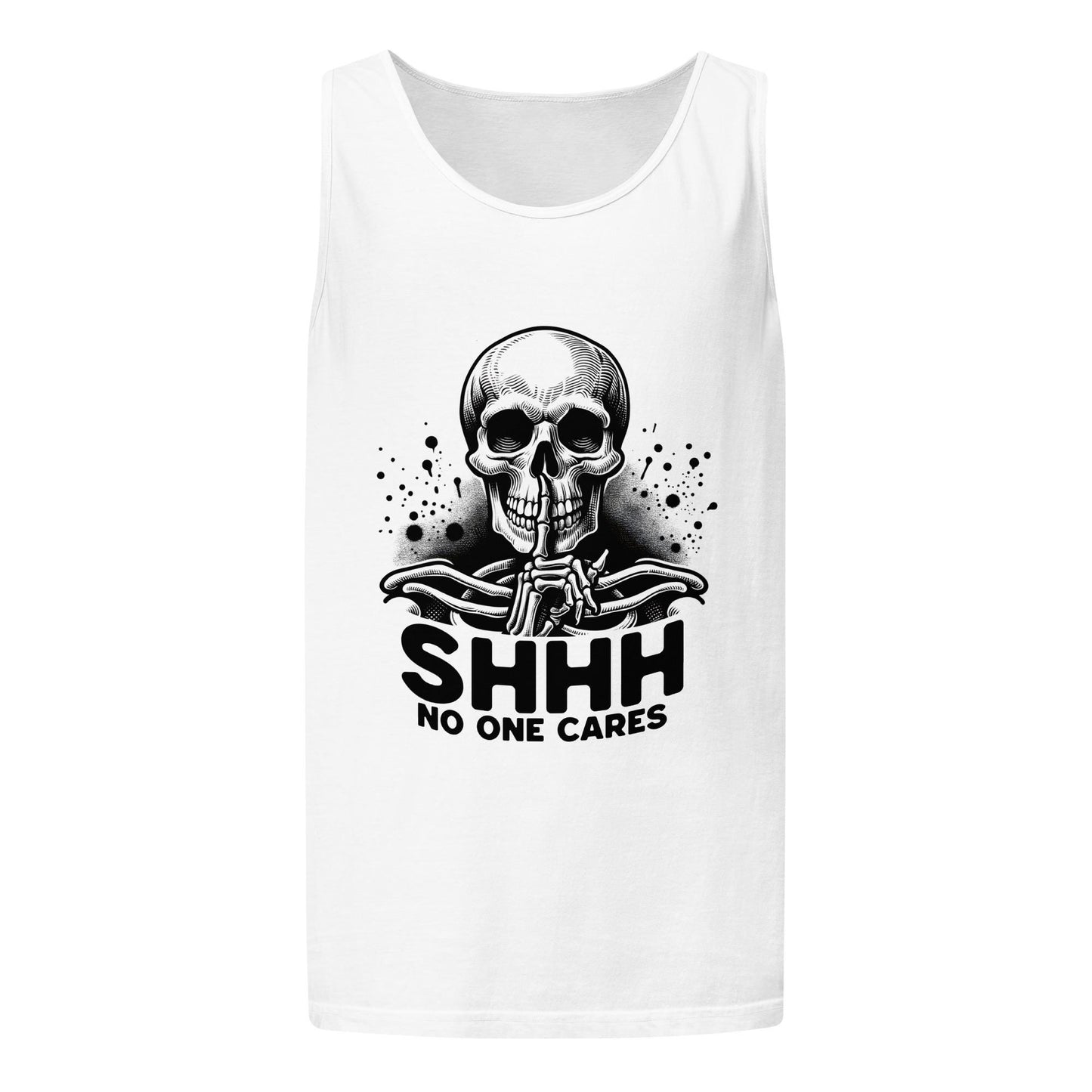 SHHH No One Cares Skull Tank Top  Unisex Garment-Dyed Graphic Tank | Prime 42