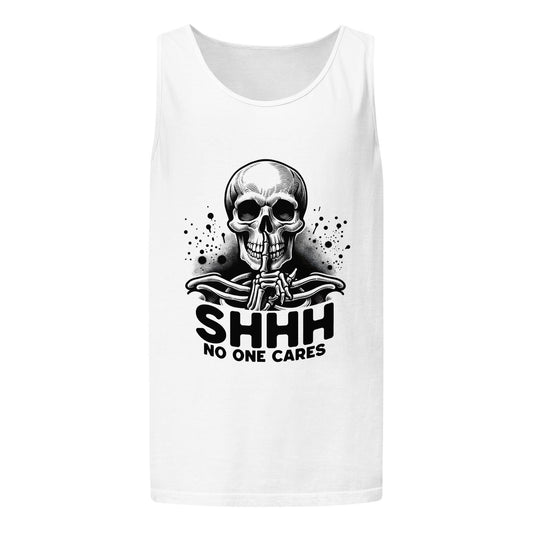 SHHH No One Cares Skull Tank Top  Unisex Garment-Dyed Graphic Tank | Prime 42