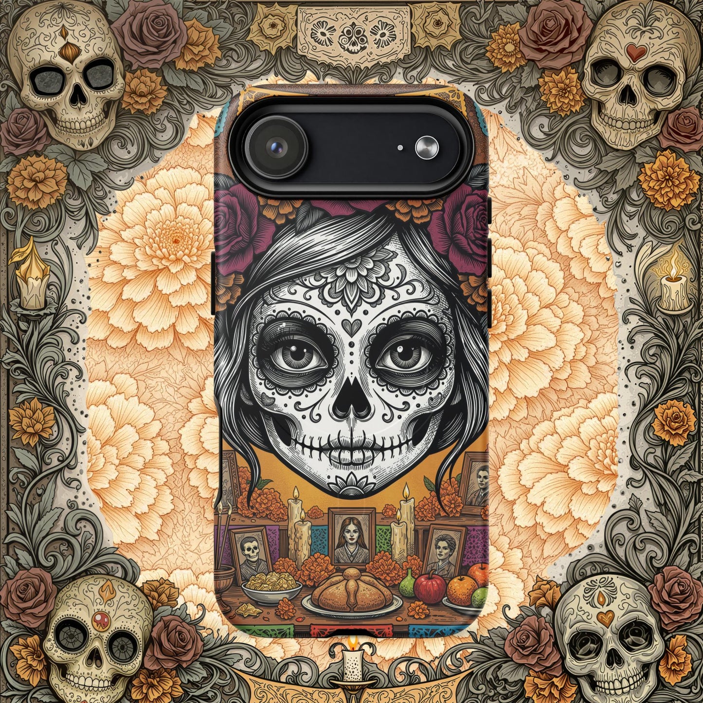 MagSafe® Tough iPhone Case - Sugar Skull Altar  Floral Calavera Art