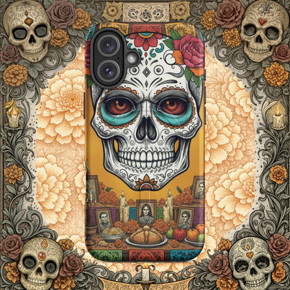 MagSafe® Tough iPhone Case - Sugar Skull Altar Frame  Muted Marigold Edition