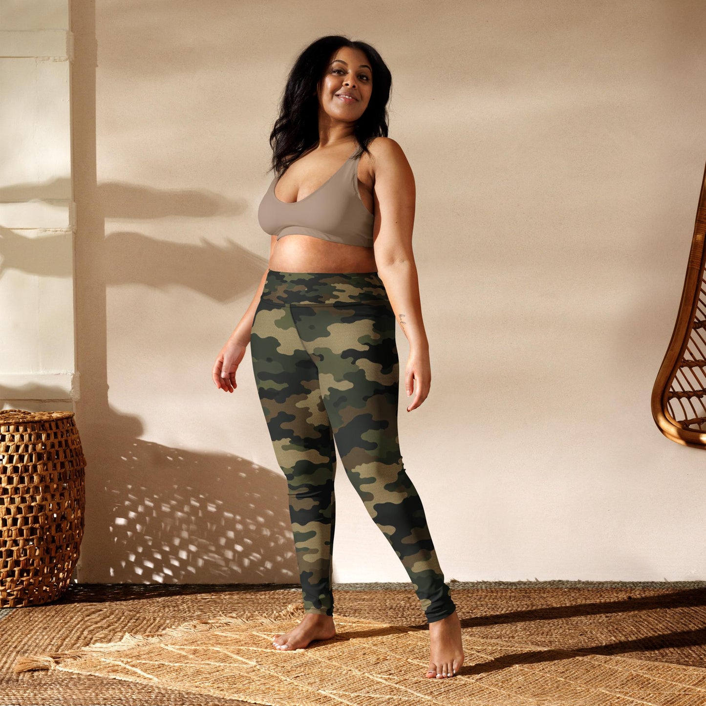 Woodland Camo Yoga Leggings  Four-Way Stretch Performance Fit