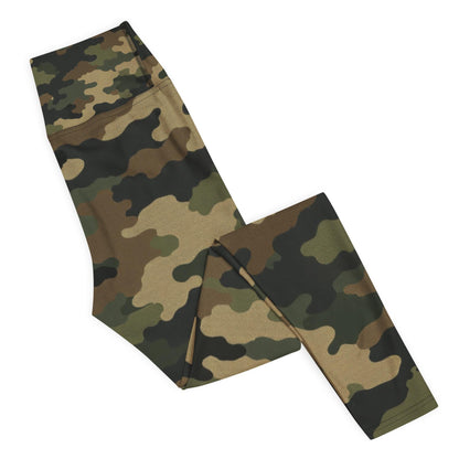 Woodland Camo Yoga Leggings  Four-Way Stretch Performance Fit