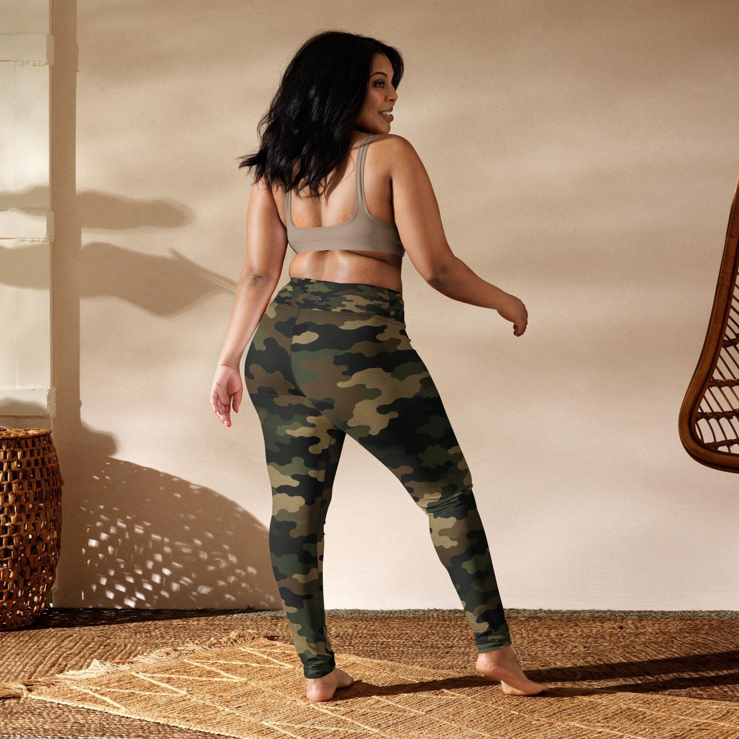 Woodland Camo Yoga Leggings  Four-Way Stretch Performance Fit