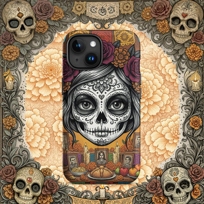 MagSafe® Tough iPhone Case - Sugar Skull Altar  Floral Calavera Art