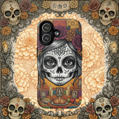 MagSafe® Tough iPhone Case - Sugar Skull Altar  Floral Calavera Art