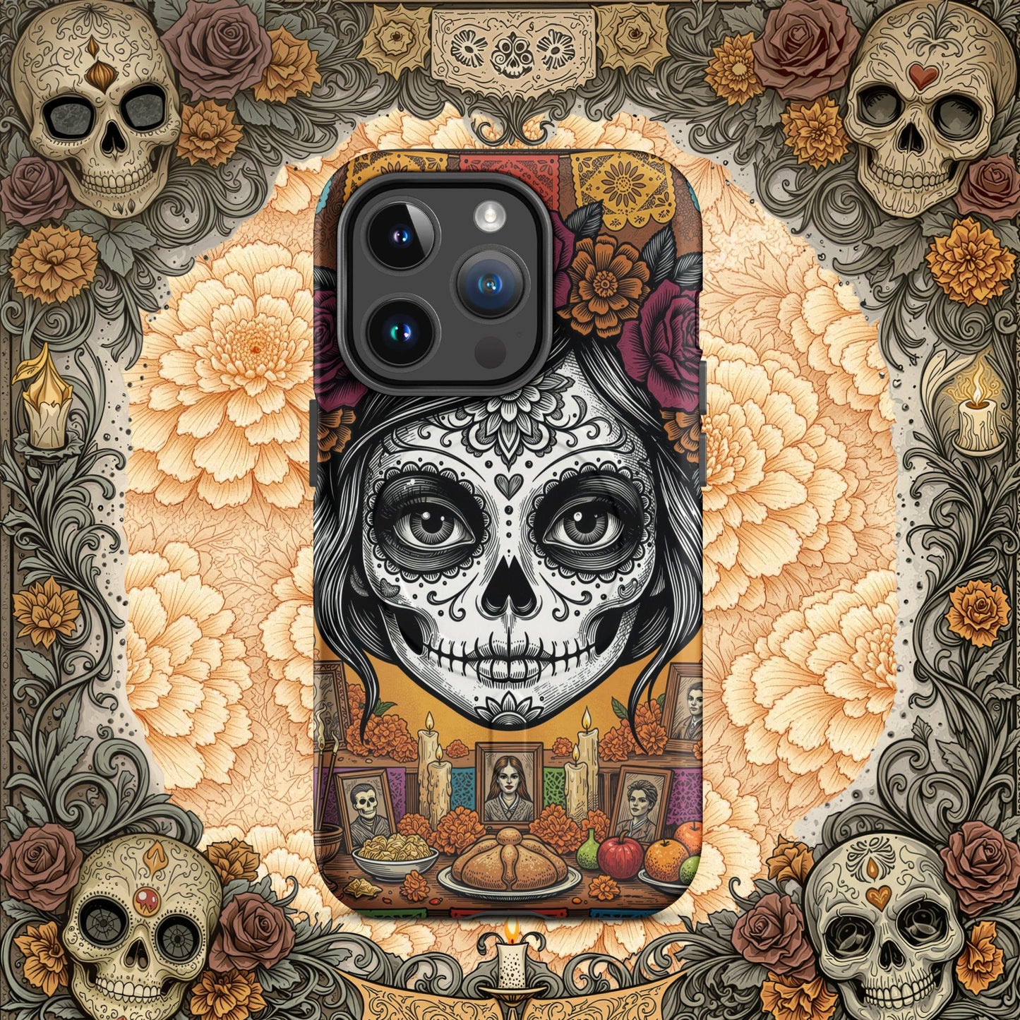MagSafe® Tough iPhone Case - Sugar Skull Altar  Floral Calavera Art