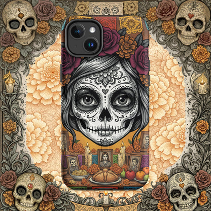 MagSafe® Tough iPhone Case - Sugar Skull Altar  Floral Calavera Art