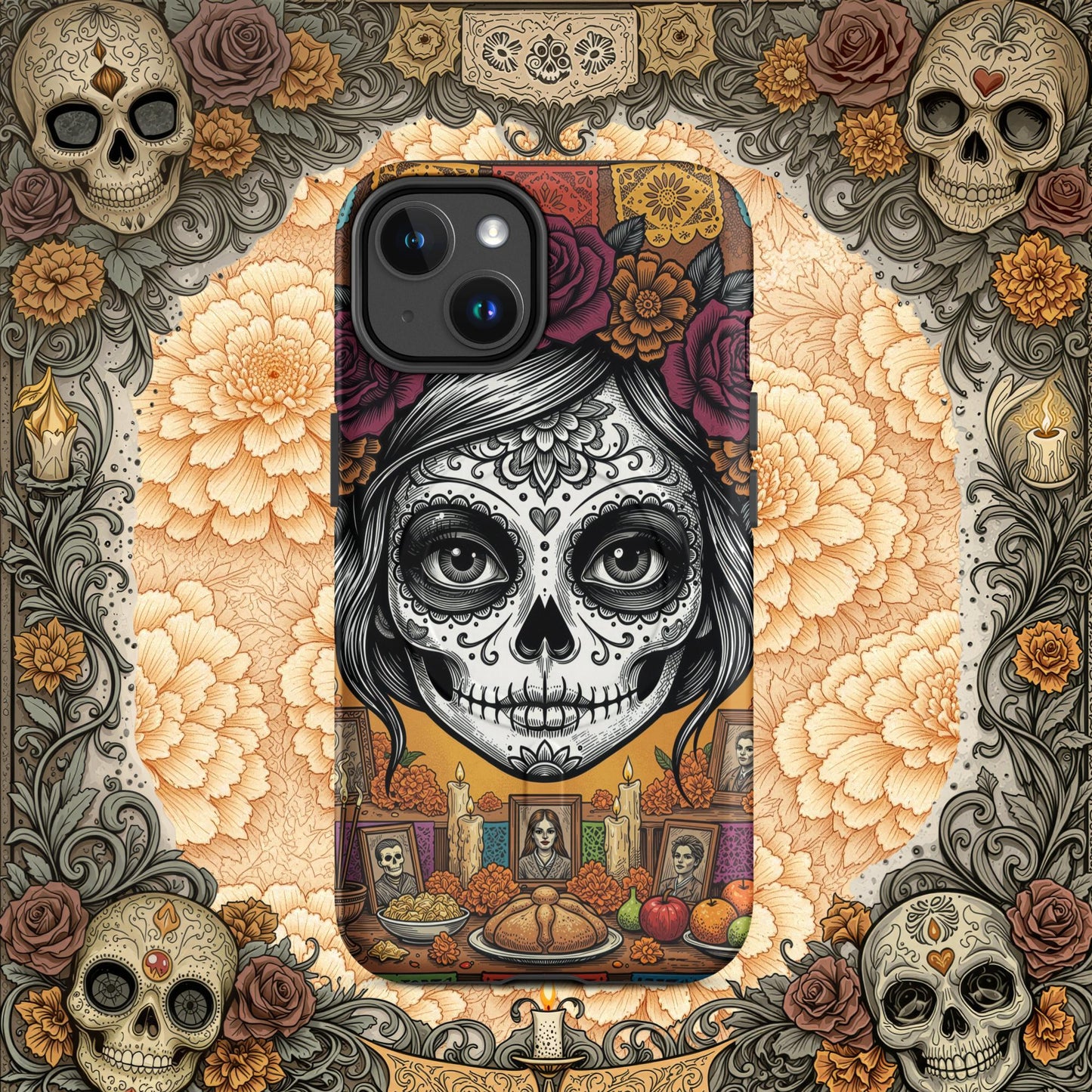 MagSafe® Tough iPhone Case - Sugar Skull Altar  Floral Calavera Art