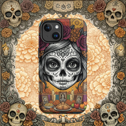 MagSafe® Tough iPhone Case - Sugar Skull Altar  Floral Calavera Art