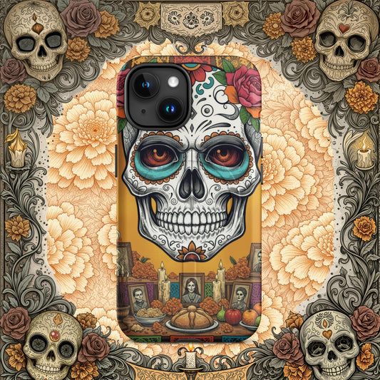 MagSafe® Tough iPhone Case - Sugar Skull Altar Frame  Muted Marigold Edition