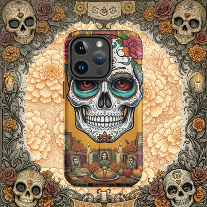 MagSafe® Tough iPhone Case - Sugar Skull Altar Frame  Muted Marigold Edition