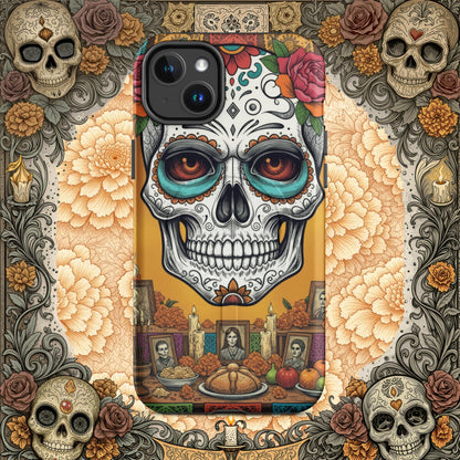 MagSafe® Tough iPhone Case - Sugar Skull Altar Frame  Muted Marigold Edition