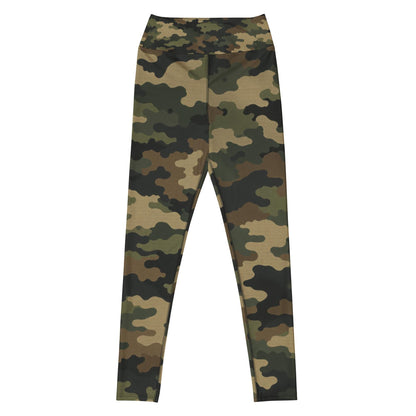 Woodland Camo Yoga Leggings  Four-Way Stretch Performance Fit