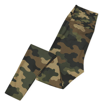 Woodland Camo Yoga Leggings  Four-Way Stretch Performance Fit