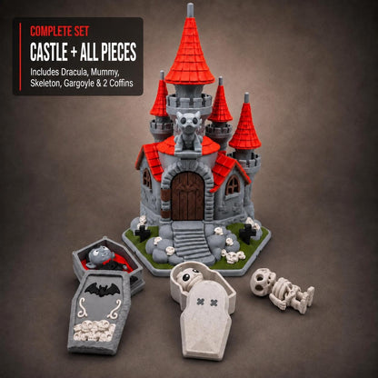 Gothic Halloween Castle, Haunted Village Decor with Optional Dracula & Monster Figures - 3D Printed
