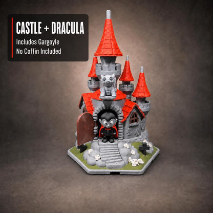 Gothic Halloween Castle, Haunted Village Decor with Optional Dracula & Monster Figures - 3D Printed